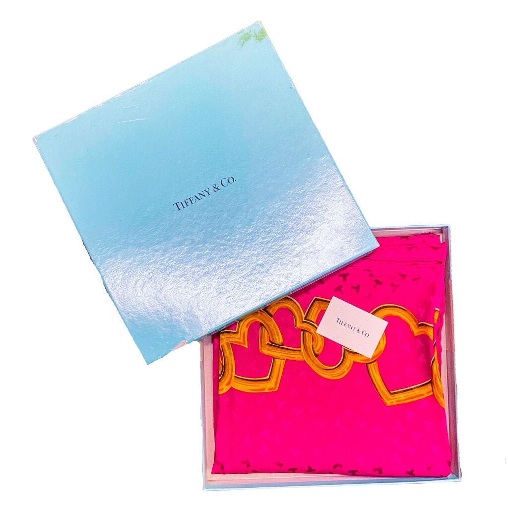 Tiffany & Co. Signature Heart Hot Pink Silk Scarf (orig. $415)