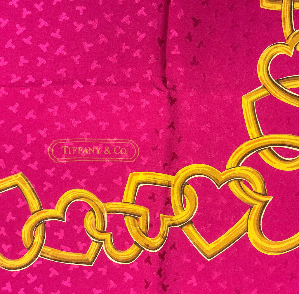 Tiffany & Co. Signature Heart Hot Pink Silk Scarf (orig. $415)