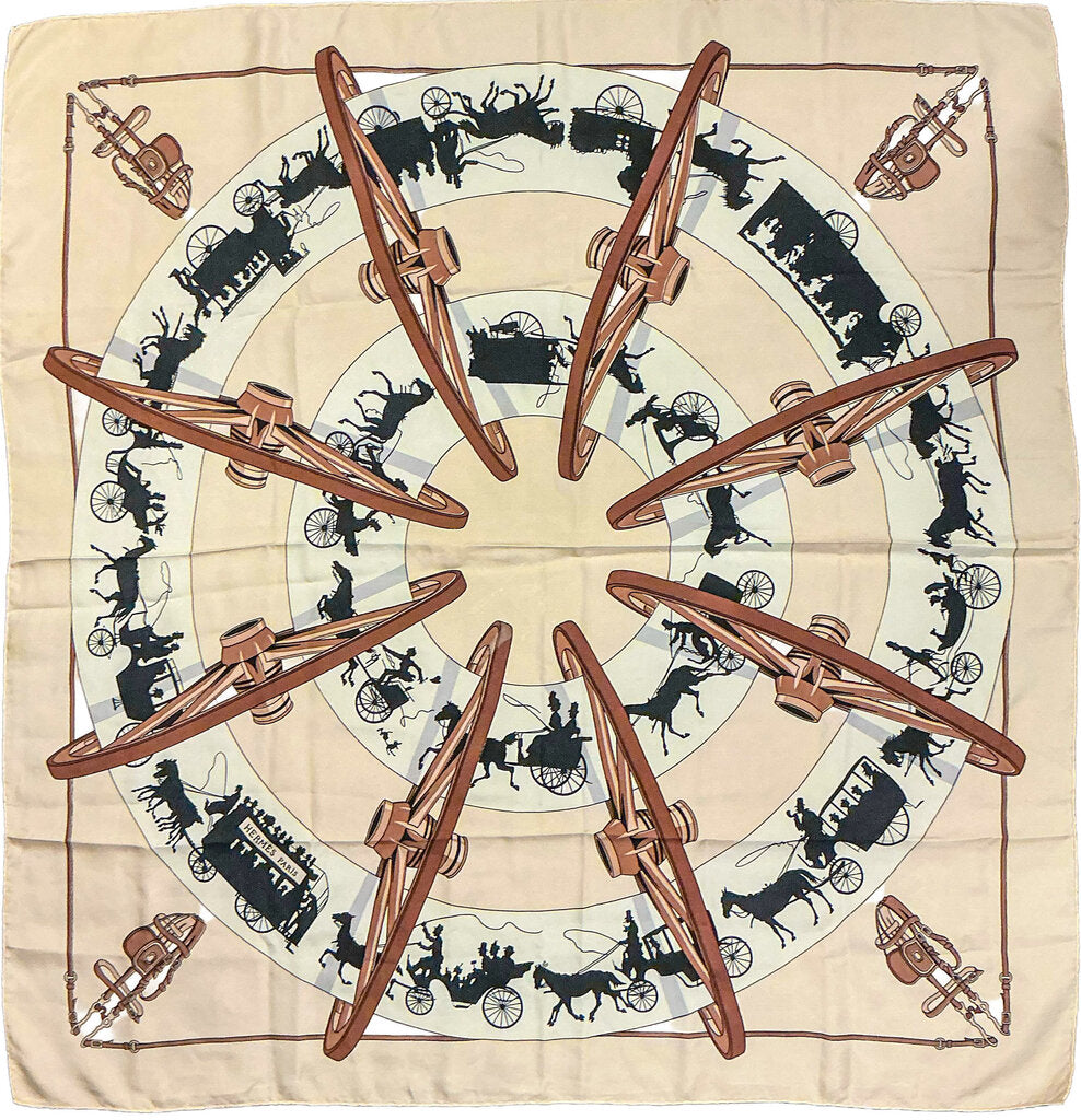 Hermes "Paris qui Roule" Hugo Grygkar Silk Scarf