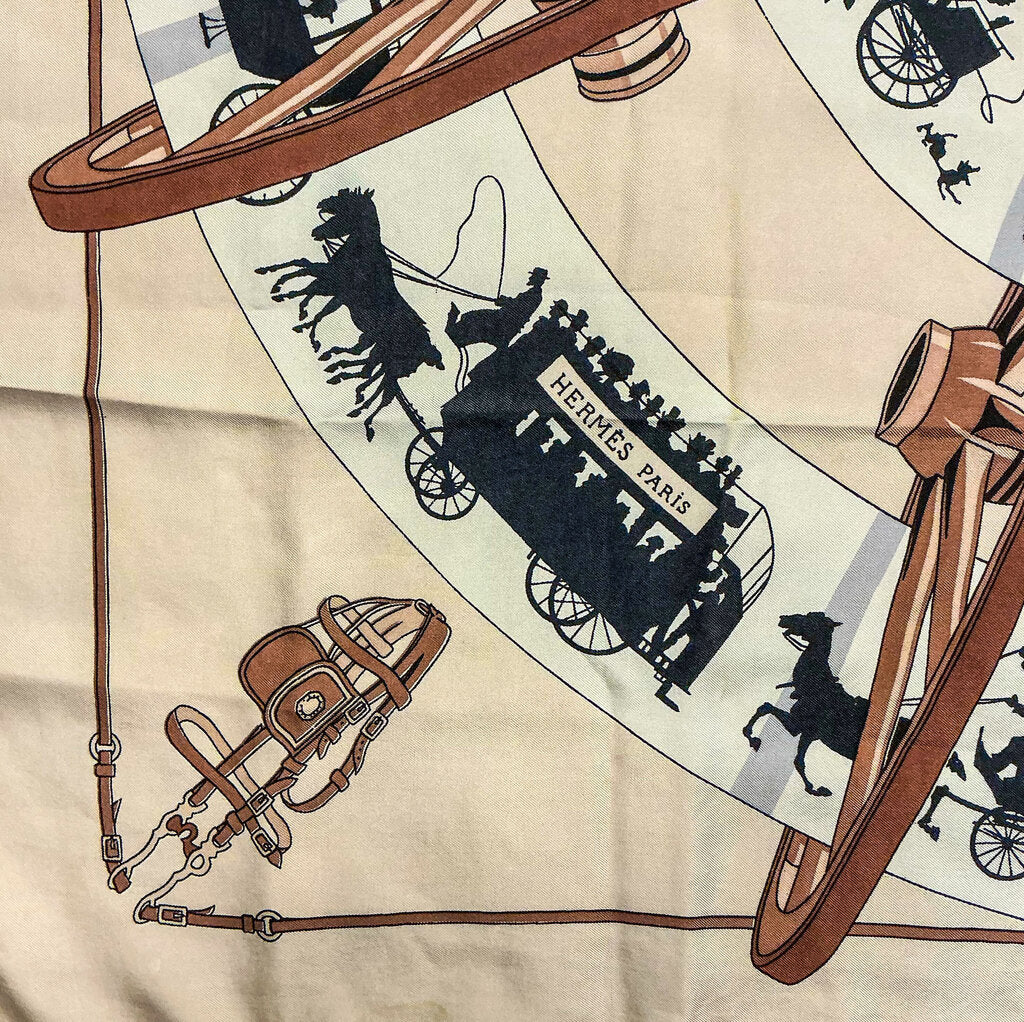 Hermes "Paris qui Roule" Hugo Grygkar Silk Scarf