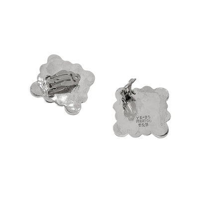 Mexican Sterling & Colored Stones Clip Earrings