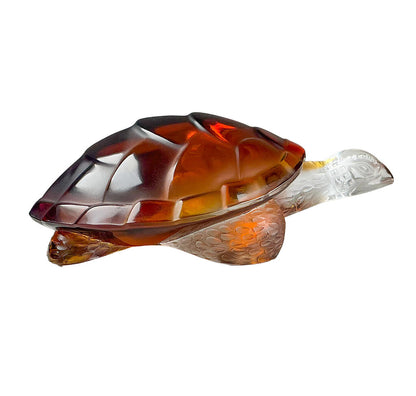 Lalique "Caroline" Amber Crystal Turtle