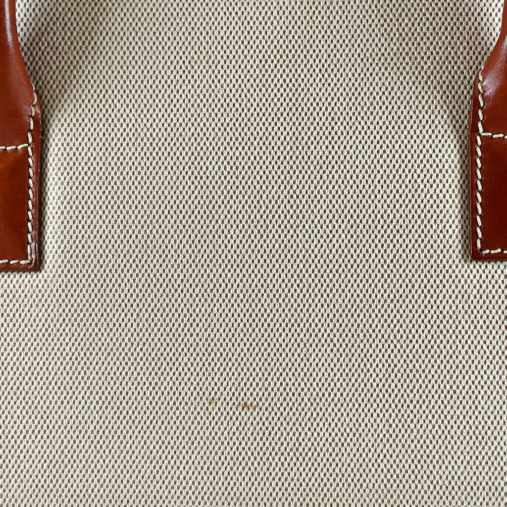 Lanbertson Truex Brown Leather & Cream Canvase Top Handle Purse