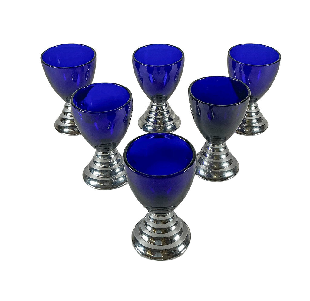 Chase Blue Moon Deco Glasses. c.1930's