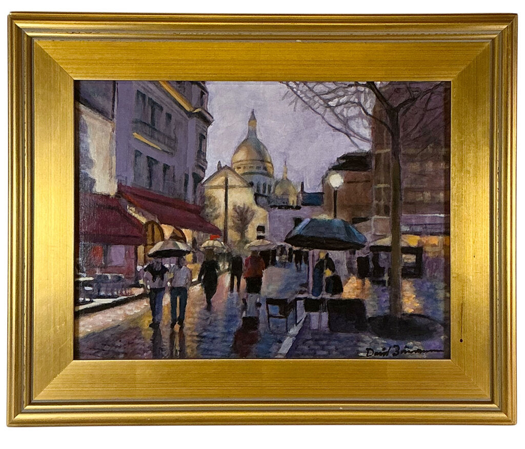 David Zimmerman. Pluie A Montmartre. Oil on Canvas.