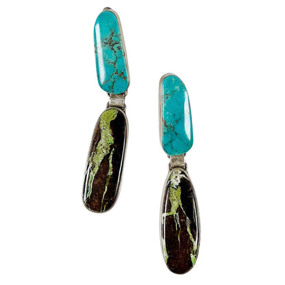 Navajo Silversmith Turquoise Earrings. Stones from AZ & NM