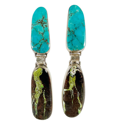 Navajo Silversmith Turquoise Earrings. Stones from AZ & NM