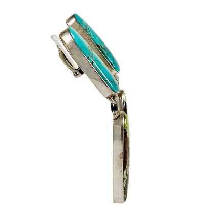 Navajo Silversmith Turquoise Earrings. Stones from AZ & NM