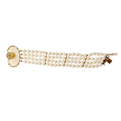 14K YG & 4 Strand Angel Skin Coral Bracelet