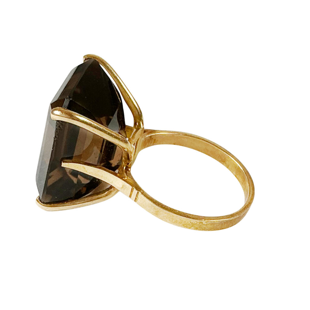 18K YG & Smokey Quartz Statement Ring