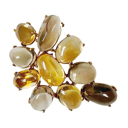 14K (tested) Brooch w/ Oval Cabochon Citrines