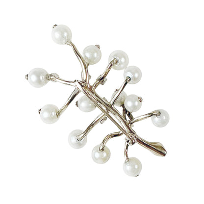 14K (tested) WG Cultured Pearl & Diamond Brooch