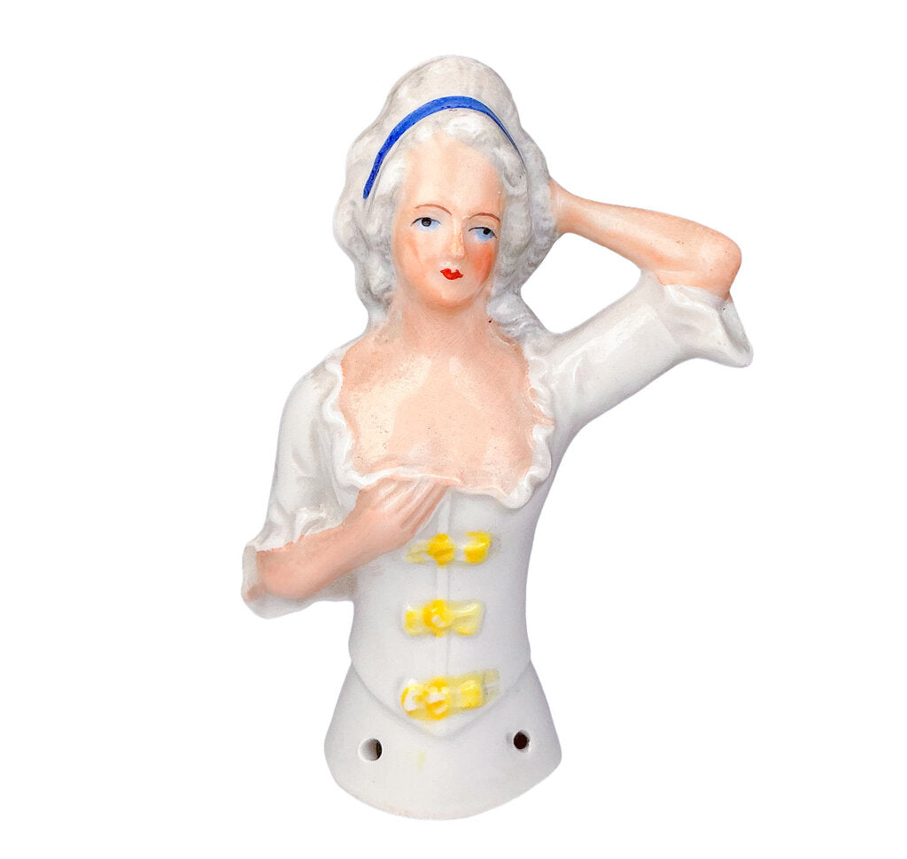 German Porcelain Half Doll, Marie Antoinette