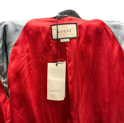 GUCCI Men's Tiger Varsity Jacket Embroidered Leather Black (orig. $6100)