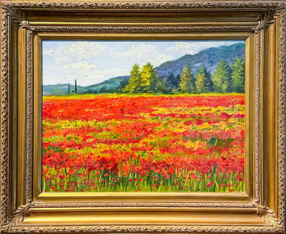 Tom Neel. Poppy Fields. Oil On Board.