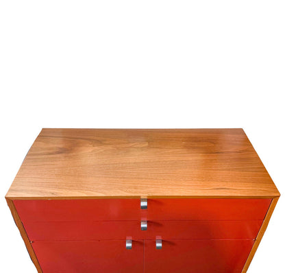 George Nelson for Herman Miller Red Laquer Credenza w Hairpin Legs