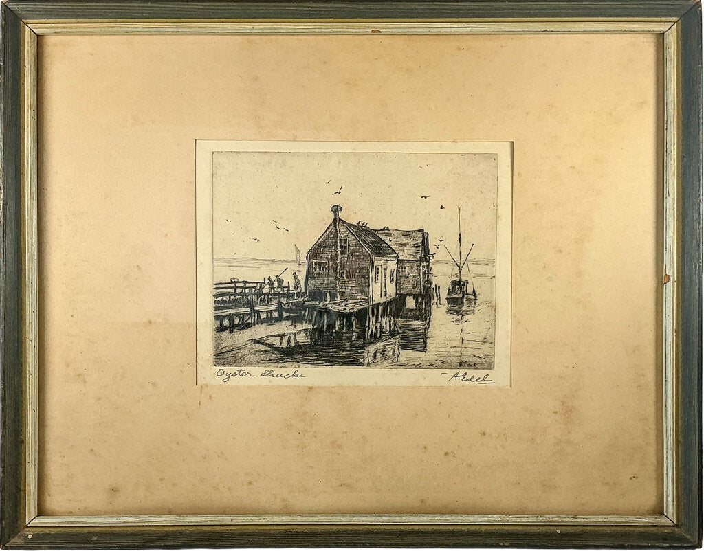 Albert Edel. Provincetown Oyster Shack. Signed Etching.