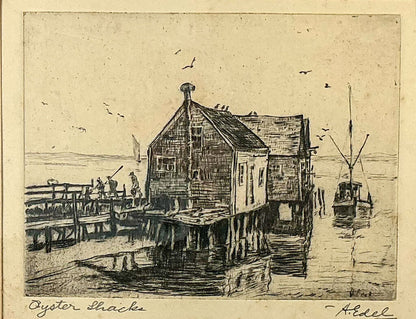 Albert Edel. Provincetown Oyster Shack. Signed Etching.