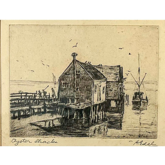 Albert Edel. Provincetown Oyster Shack. Signed Etching.
