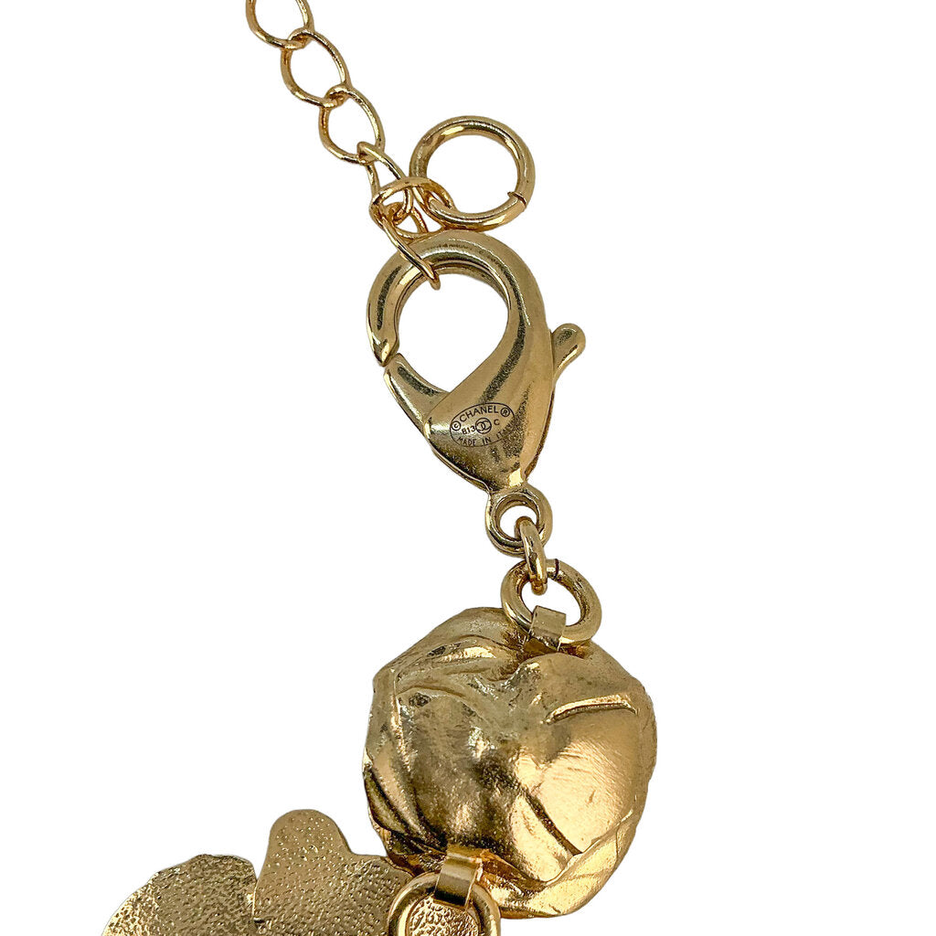 Chanel Camellia Flower Enamel Gold Tone Necklace