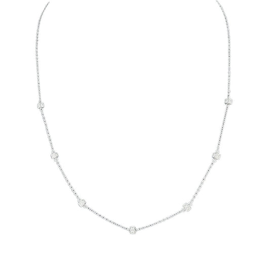 Michael B Platinum Sugar Cube Diamond Necklace