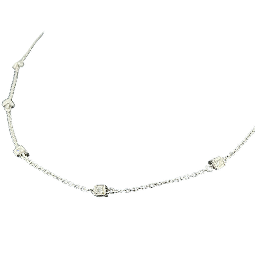 Michael B Platinum Sugar Cube Diamond Necklace