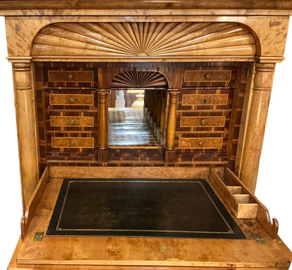 19th Century Biedermeier Satinwood Birch Secretary