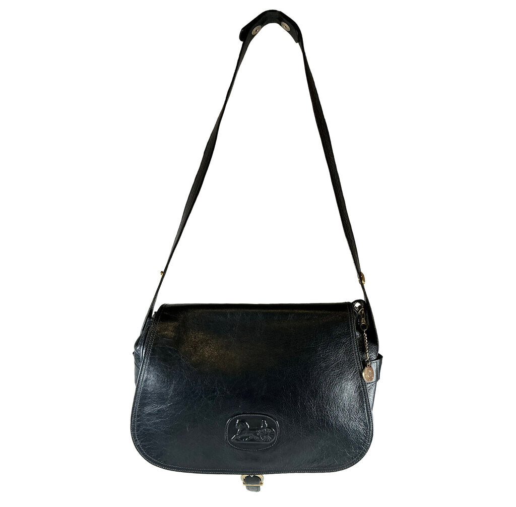 Vintage Celine Triomphe Mallion Navy Leather