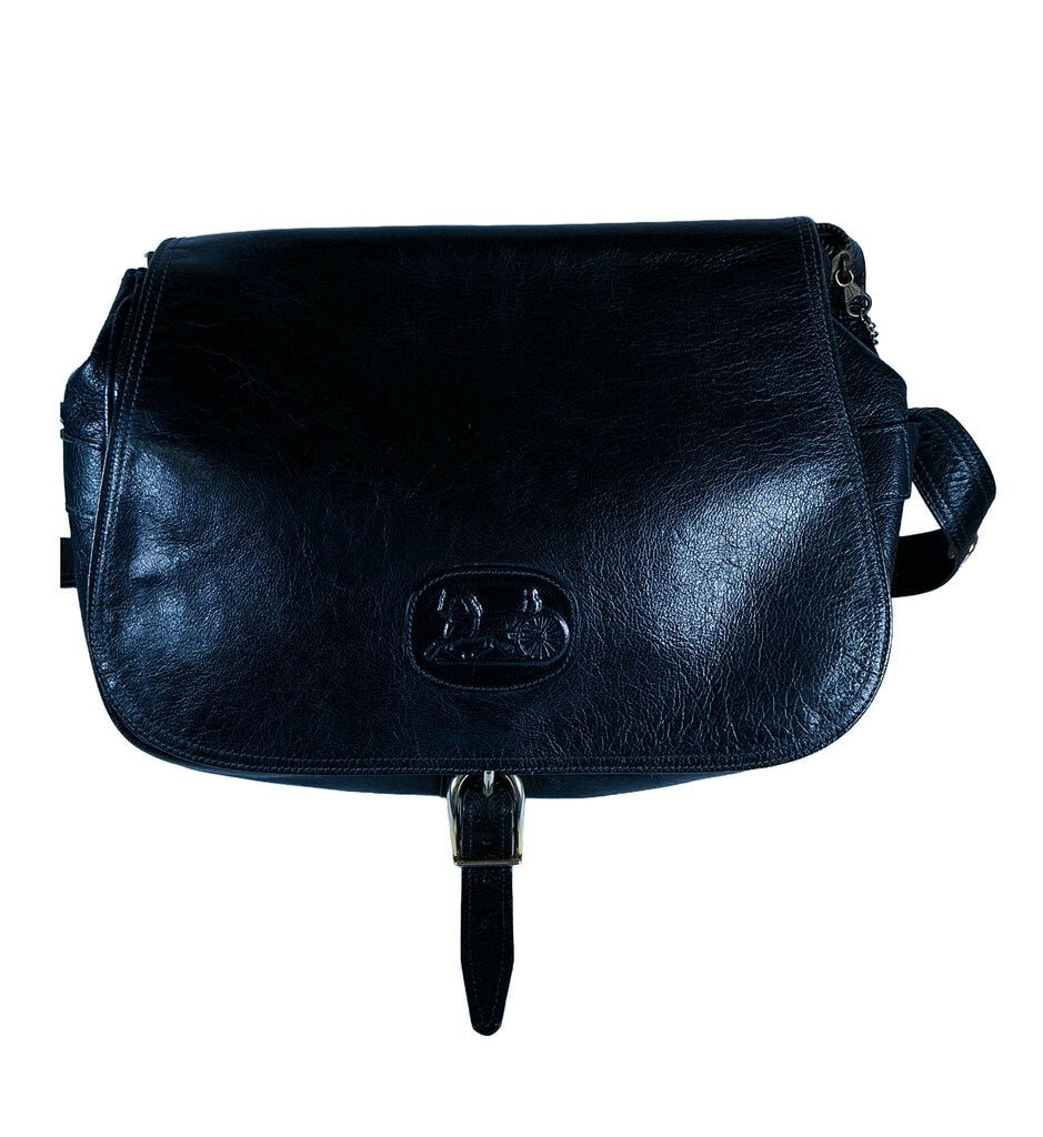 Vintage Celine Triomphe Mallion Navy Leather