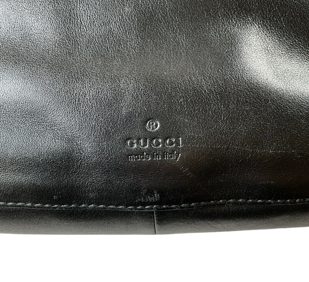 Gucci Black Leather Drawstring Shoulder Bag, 1990s