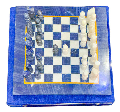 Lapis Lazuli & White Marble Chess Set