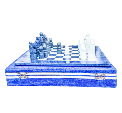 Lapis Lazuli & White Marble Chess Set