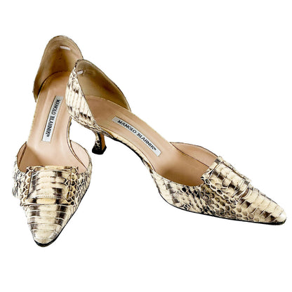 Manolo Blahnik Y2K Python Print Kitten Heals