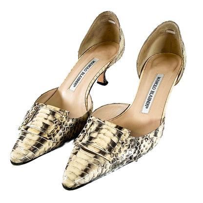 Manolo Blahnik Y2K Python Print Kitten Heals