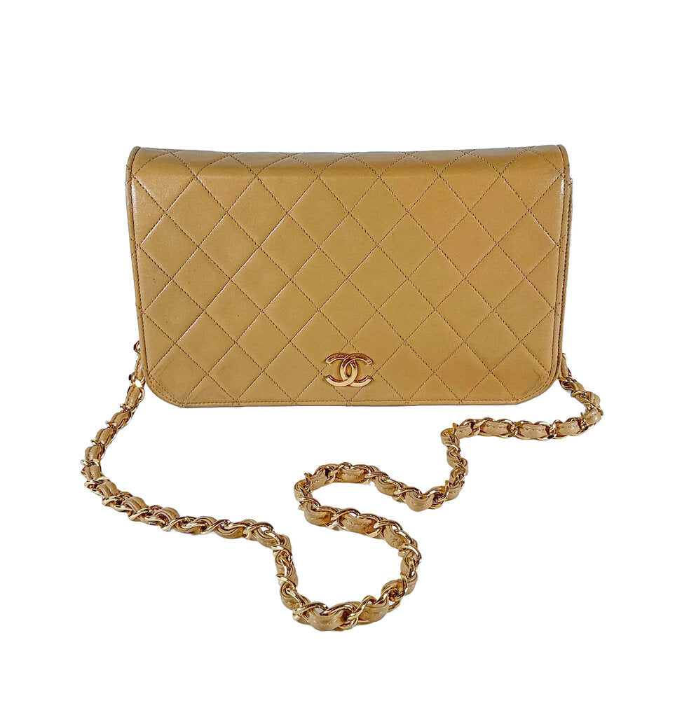 Chanel Tan Quilted Lambskin Handbag