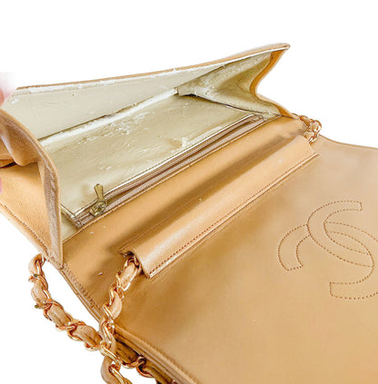 Chanel Tan Quilted Lambskin Handbag