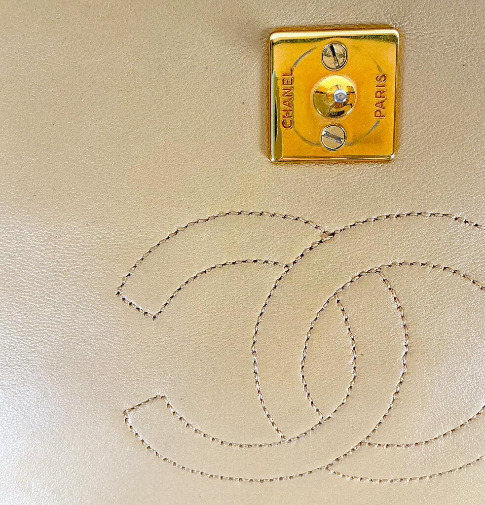 Chanel Tan Quilted Lambskin Handbag