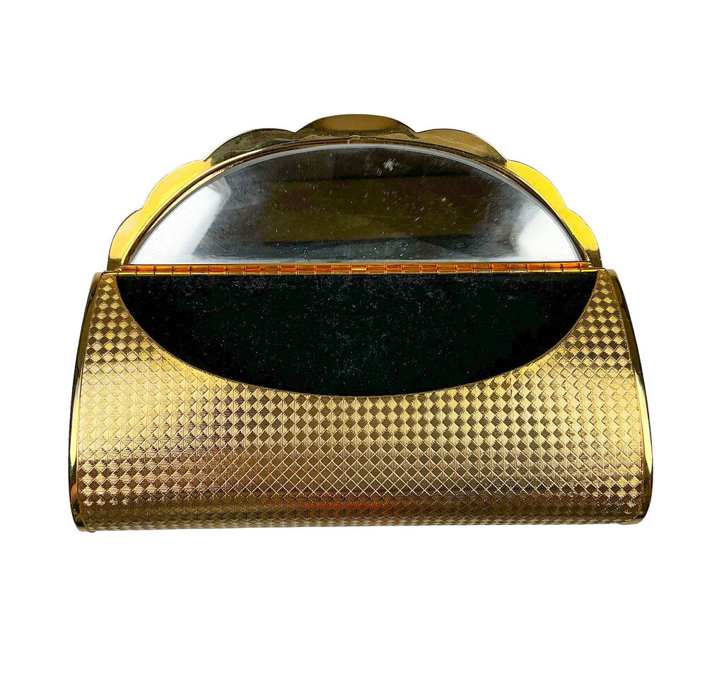 Gold Tone Clutch Metal Clutch w Mirror