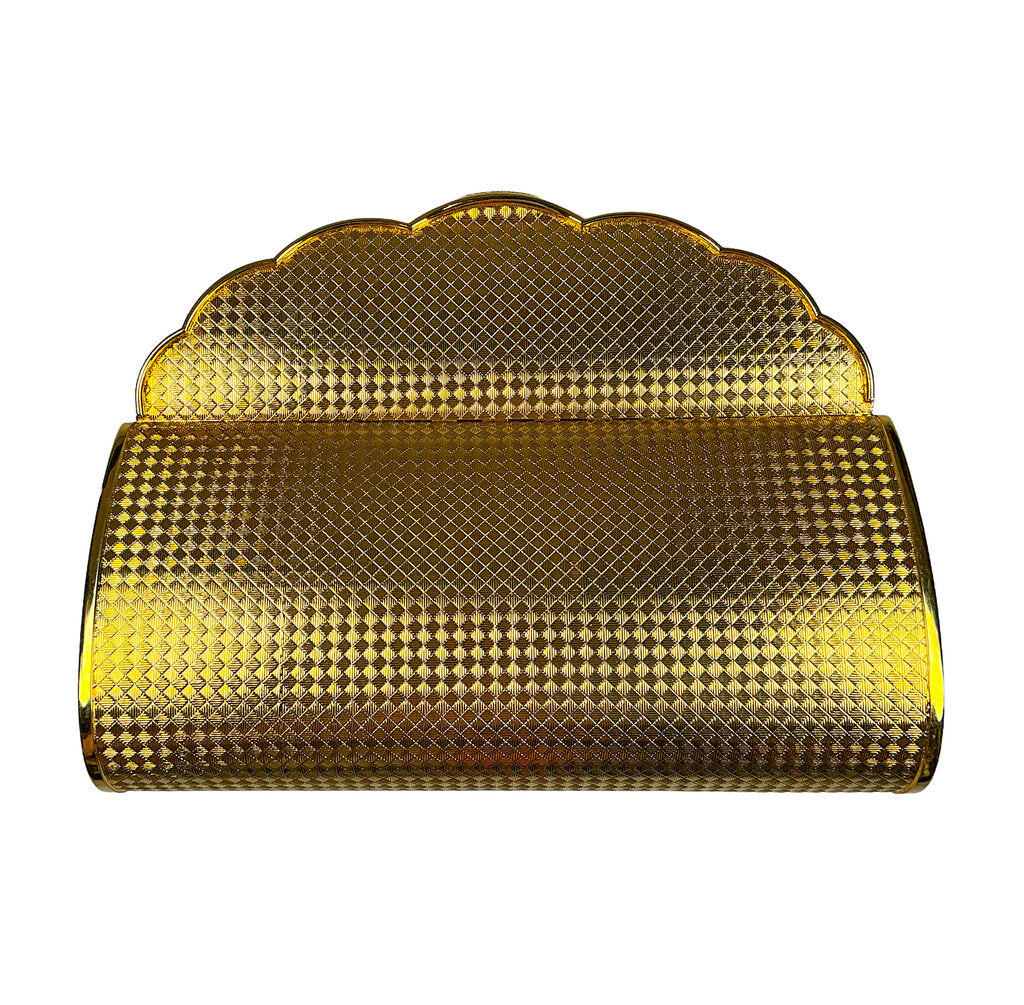 Gold Tone Clutch Metal Clutch w Mirror