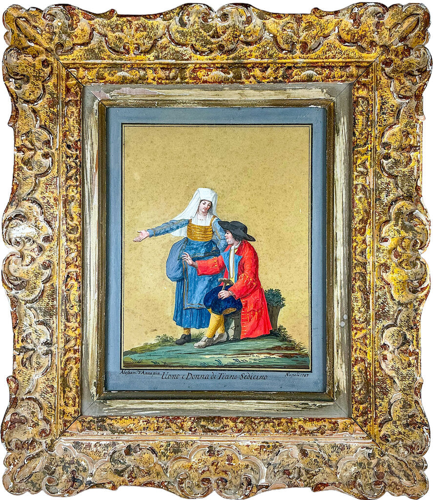 Alessabdro d' Anna. Italian Couple. Watercolor on Paper.