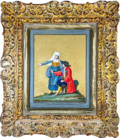 Alessabdro d' Anna. Italian Couple. Watercolor on Paper.