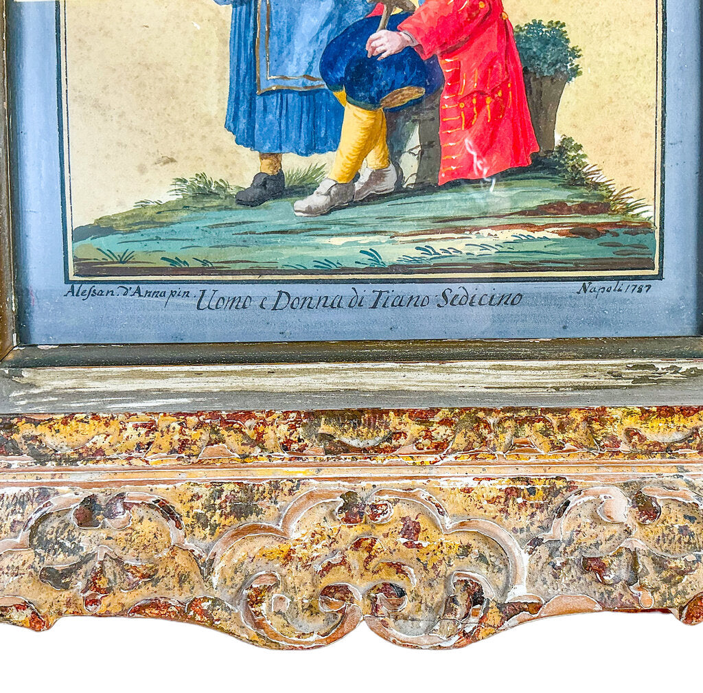 Alessandro d' Anna. Italian Couple. Watercolor on Paper.