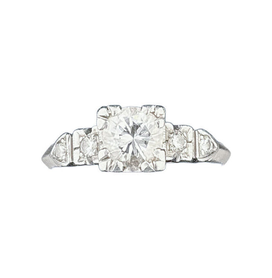 Art Deco Platinum Diamond Engagement Ring. Ctr 0.40-0.44ct S12/H. 4.41g.