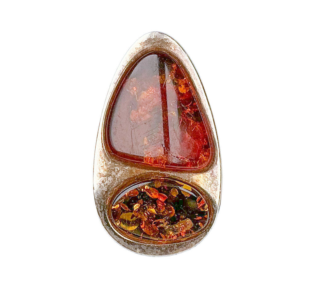 Modernist 925 Double Baltic Amber w/Insect Inclusion Ring.