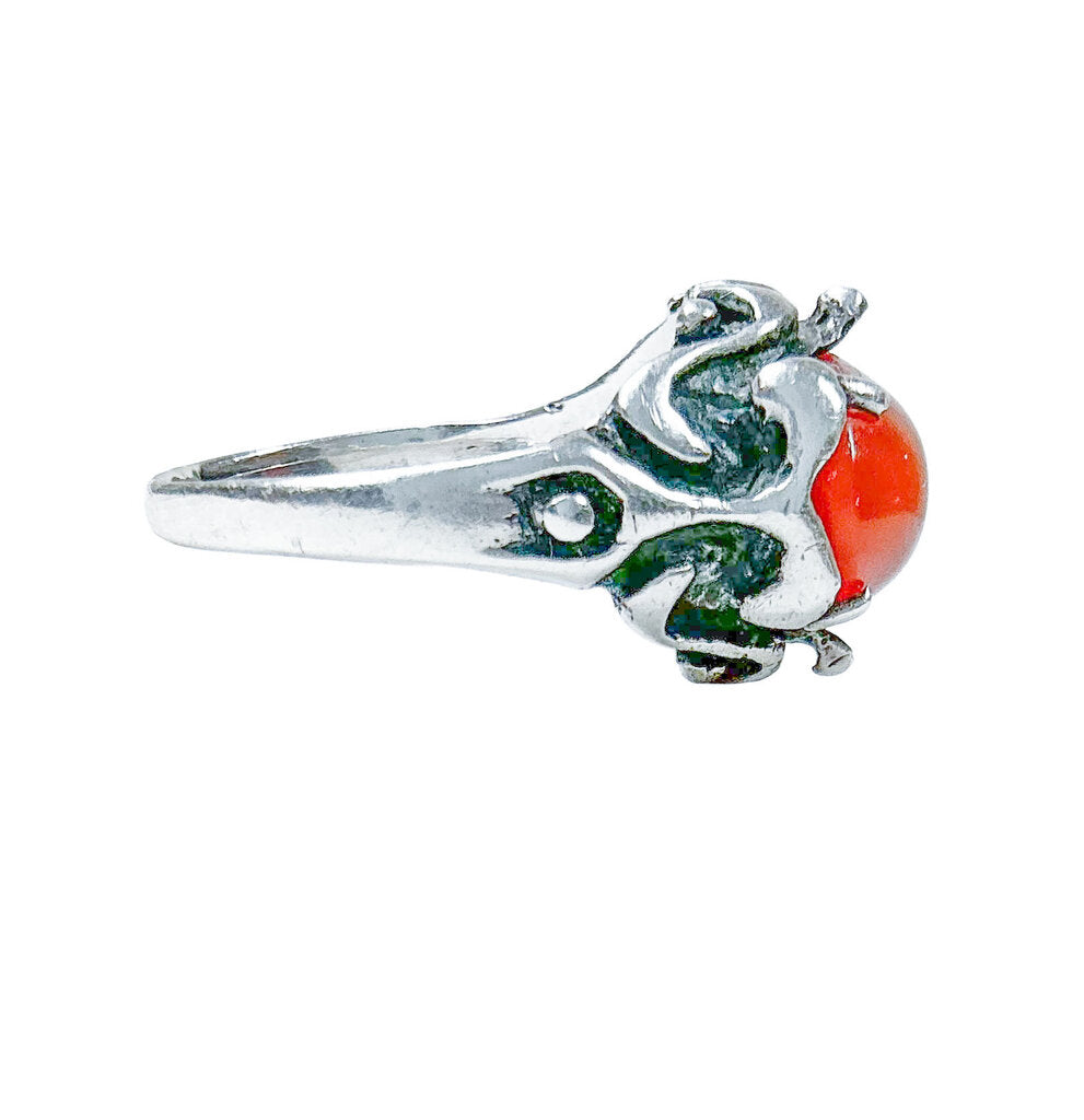 Sterling ring w/ Amber-Colored Quartz Cabochon.