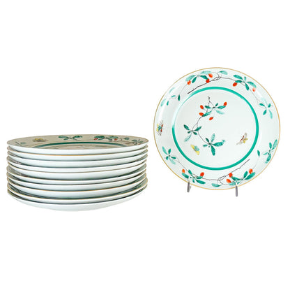 11PC Mottahedeh Famille Vert Dinner Plates