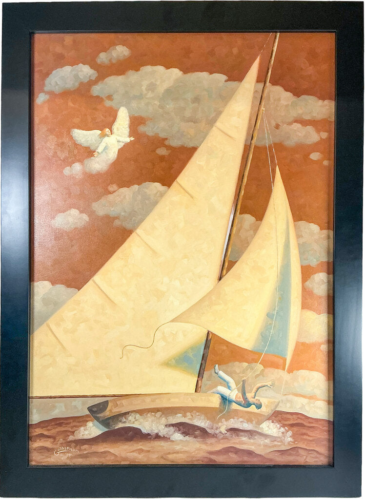 Robert Goldstrom. "Great Gold Angel." Oil on Panel.Signed Finished Work.