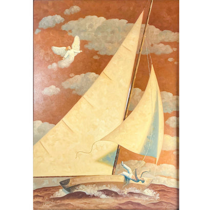 Robert Goldstrom. "Great Gold Angel." Oil on Panel.Signed Finished Work.