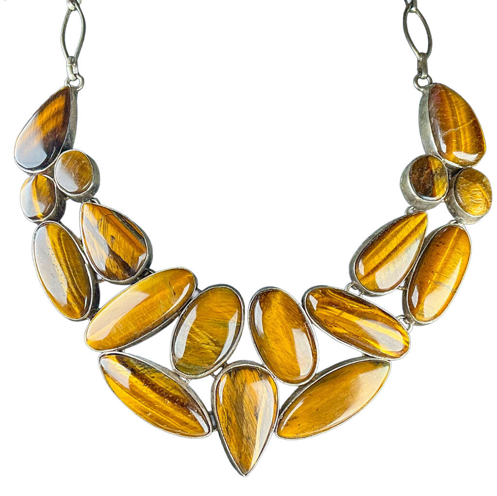 Sterling & Tiger Eye Collar Necklace