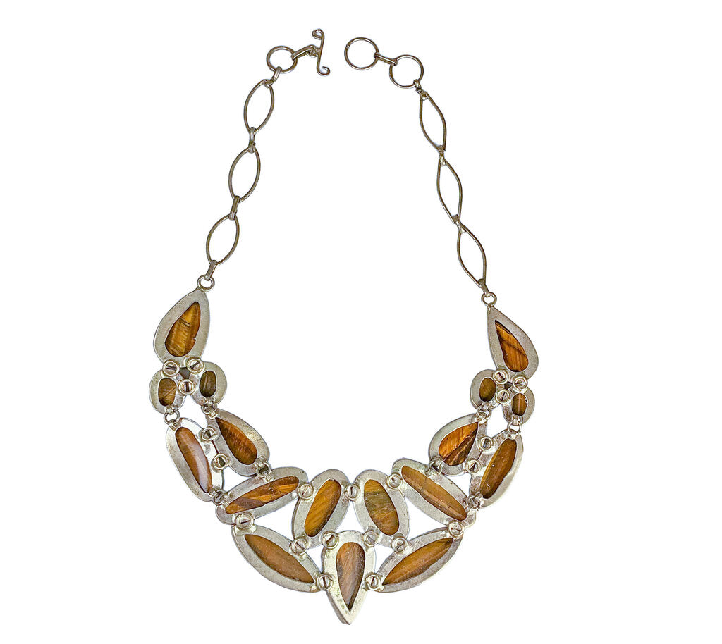Sterling & Tiger Eye Collar Necklace